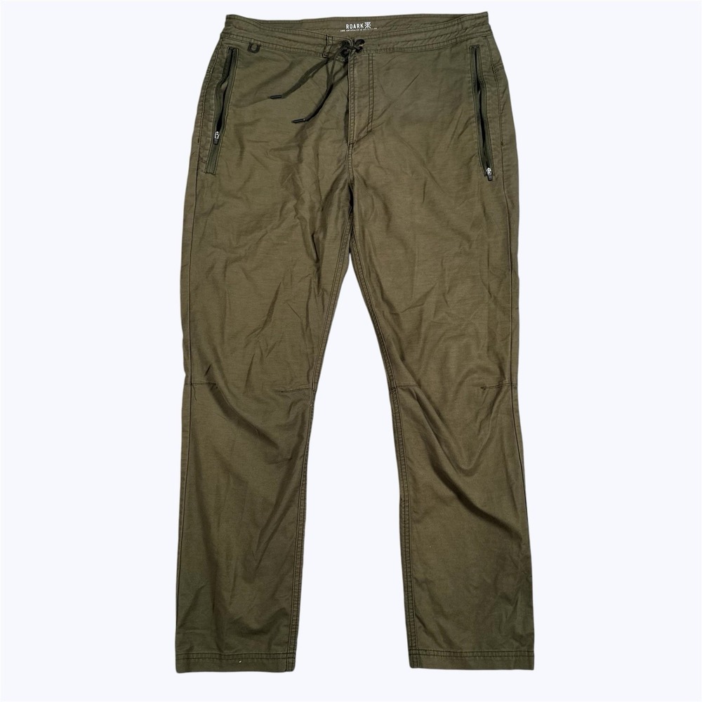 Roark Revival Pants Mens 36x29 Green Layover 2.0 Straight Leg Stretch Drawstring